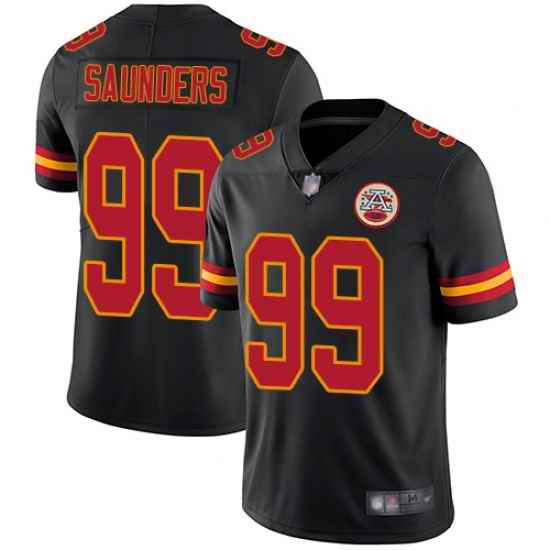 Chiefs 99 Khalen Saunders Black Men Stitched Football Limited Rush Jersey